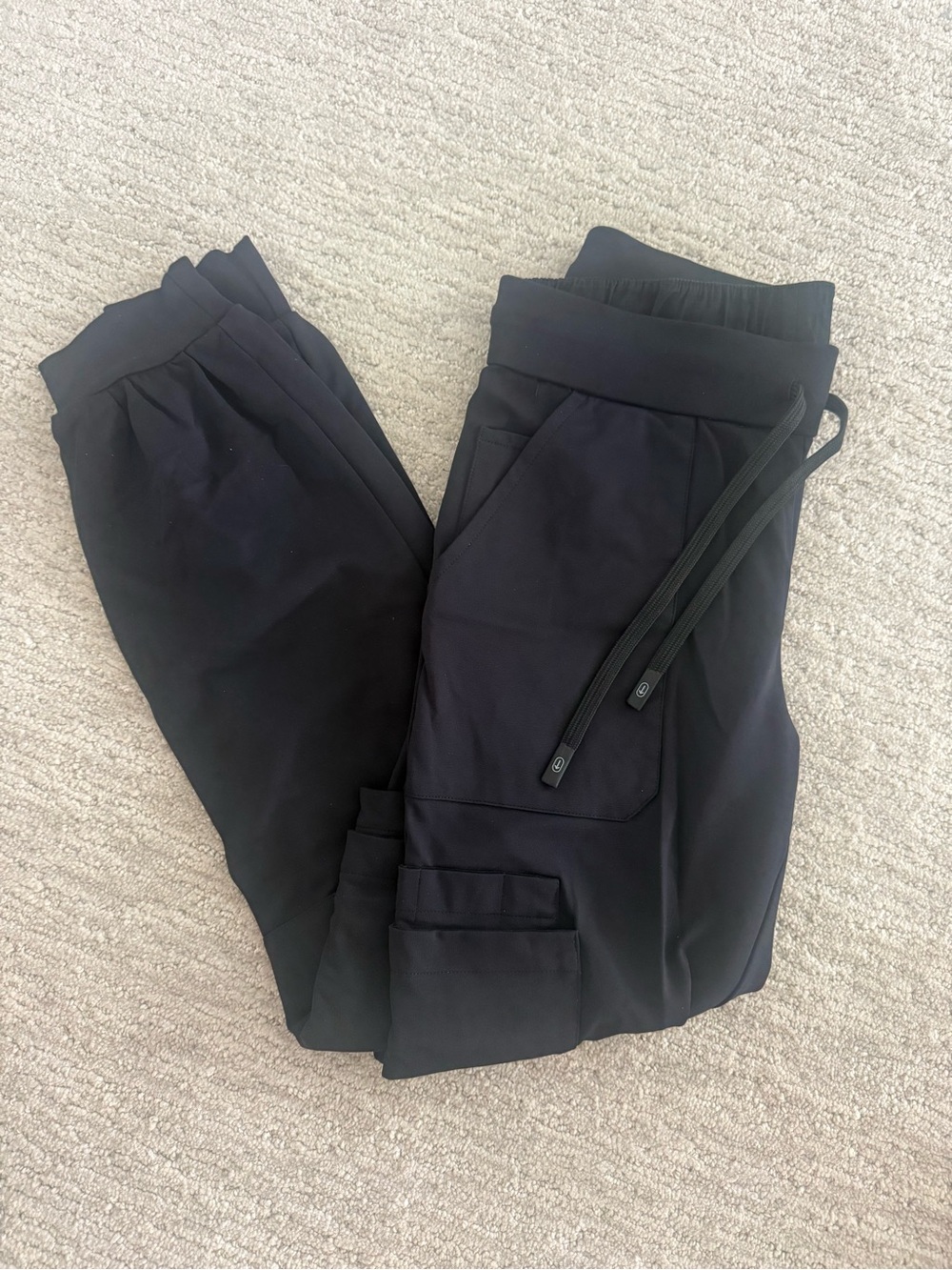 FOLDS women’s Black Jogger SCRUBS Pants with Drawstring Waist